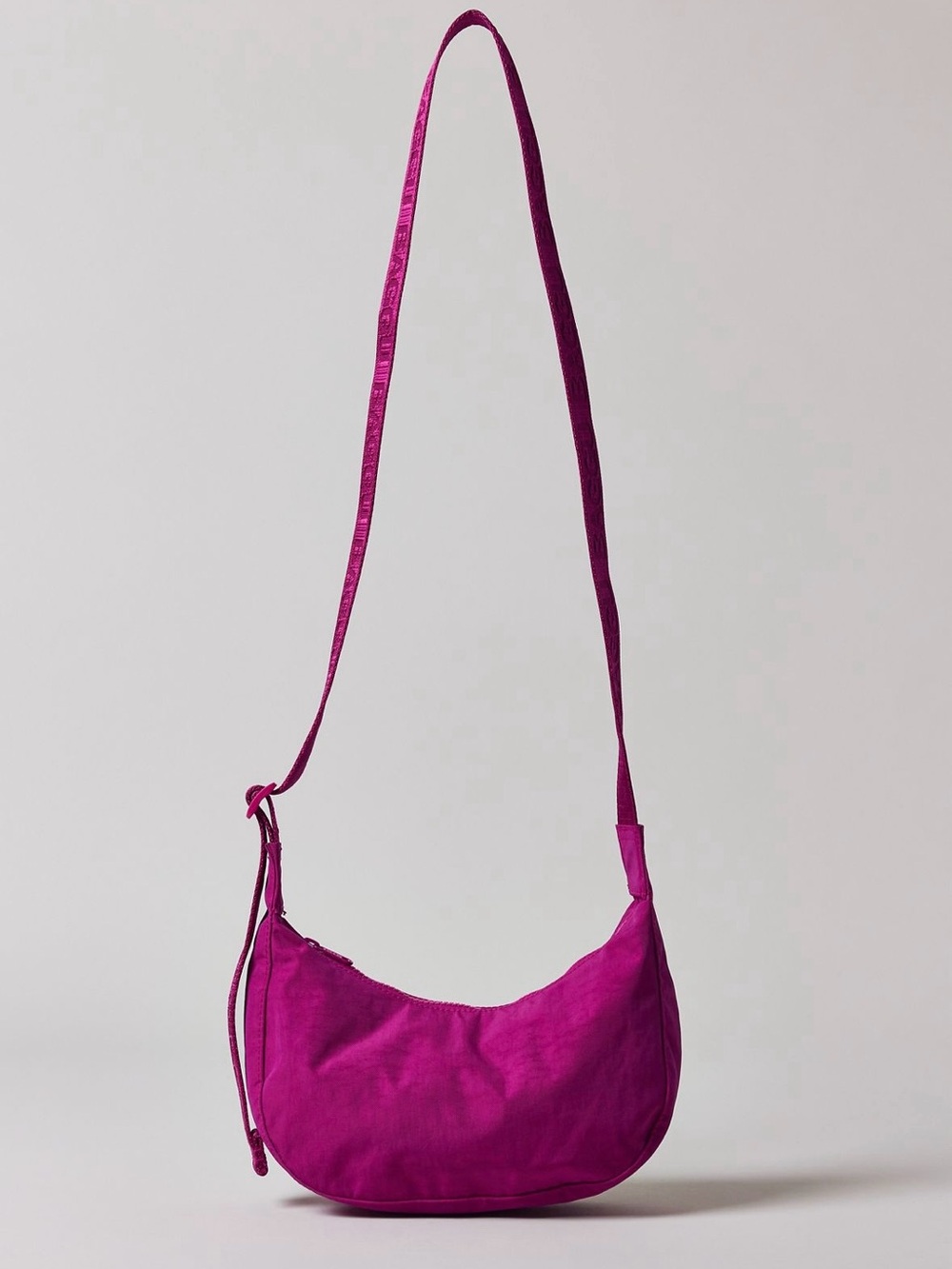 BAGGU Small Nylon Crescent Bag - Deep Fuchsia - Picture 3 of 8